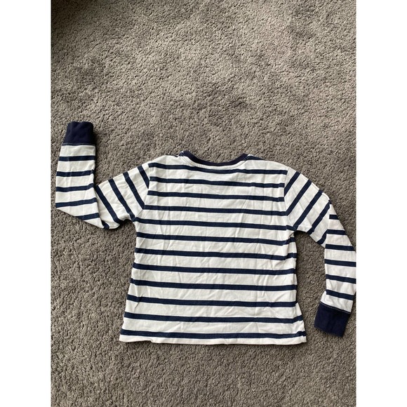 Girls GAP navy/white striped crewneck with heart, size M (8) - Picture 5 of 8